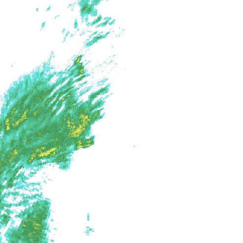 Tutkakuva sateen
            intensiteettistä Etelä-Suomessa kello 23.50