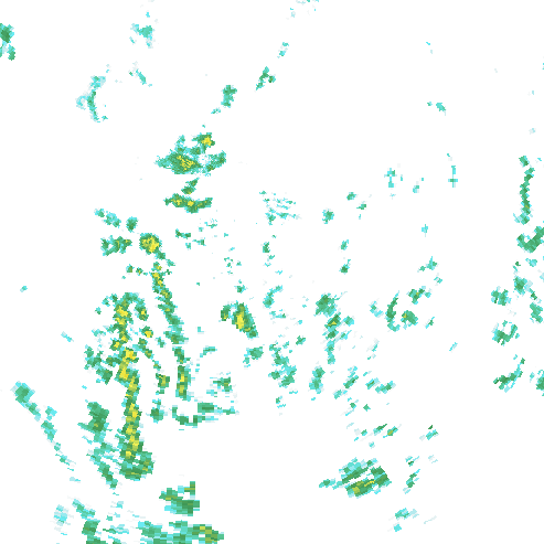 Tutkakuva sateen
            intensiteettistä Etelä-Suomessa kello 0.05