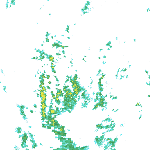 Tutkakuva sateen
            intensiteettistä Etelä-Suomessa kello 0.25