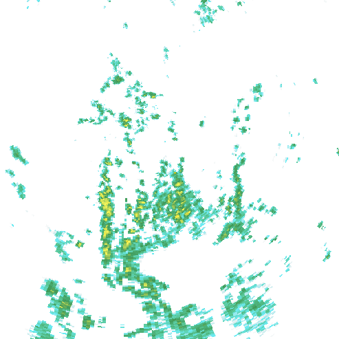 Tutkakuva sateen
            intensiteettistä Etelä-Suomessa kello 0.35