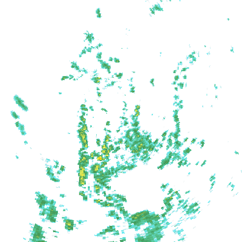 Tutkakuva sateen
            intensiteettistä Etelä-Suomessa kello 0.45