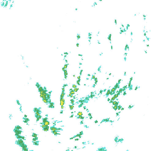 Tutkakuva sateen
            intensiteettistä Etelä-Suomessa kello 1.15