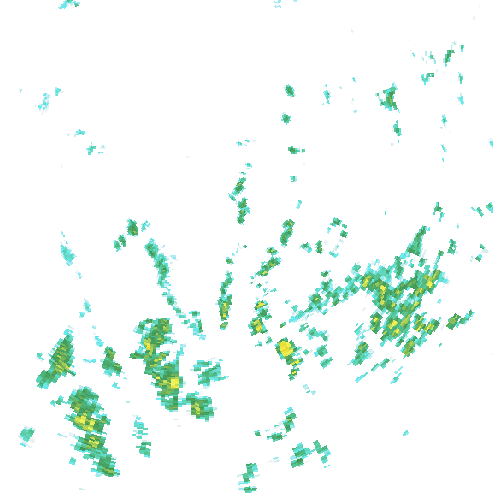 Tutkakuva sateen
            intensiteettistä Etelä-Suomessa kello 1.35