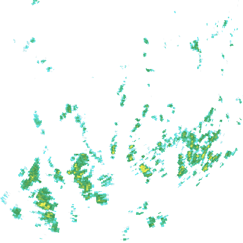 Tutkakuva sateen
            intensiteettistä Etelä-Suomessa kello 1.40