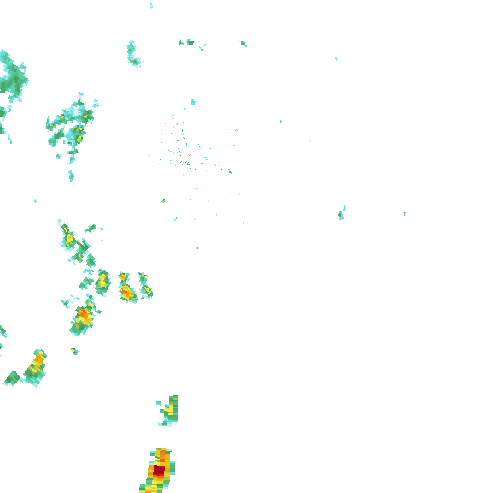 Tutkakuva sateen
            intensiteettistä Etelä-Suomessa kello 13.35